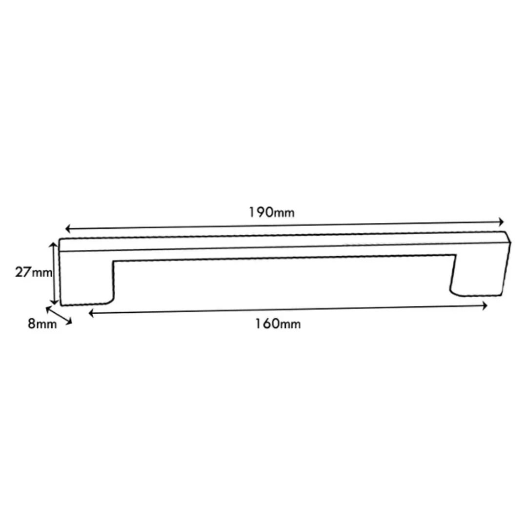 Pull Slim Bar Handle Hole Centres 160mm - Matt Black - Image 2
