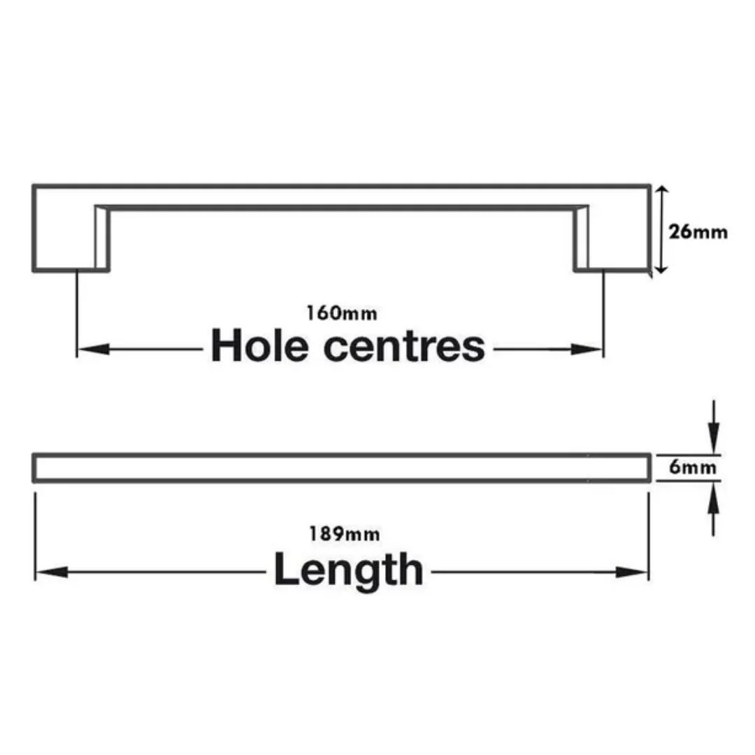 Pull Slim Bar Handle Hole Centres 160mm - Brushed Nickel - Image 2