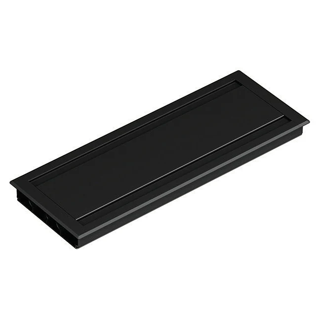 Soft Close Double Exit Cable Tidy Grommet 396mm x 152mm x 27mm - Black