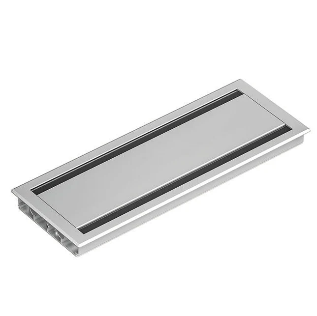 Soft Close Double Exit Cable Tidy Grommet 396mm x 152mm x 27mm - Silver
