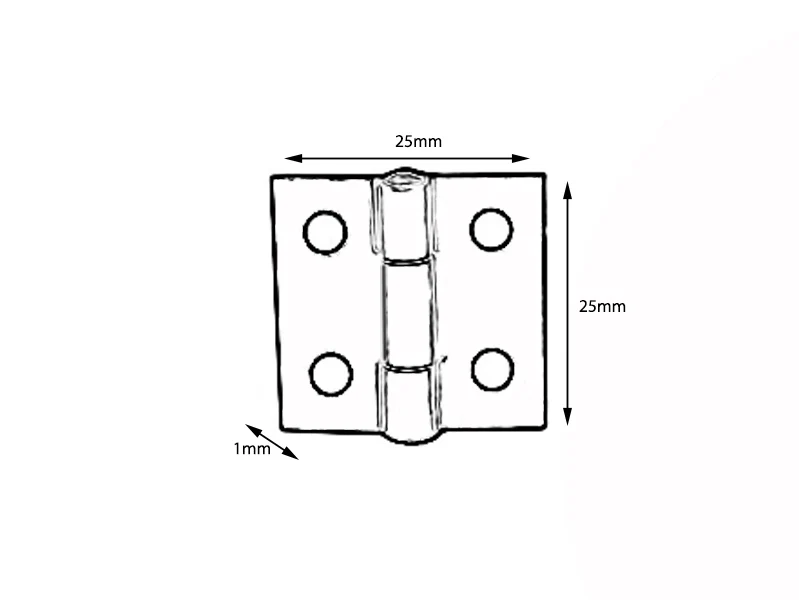 Butt Hinge H25 x W25 x T1mm Self Colour Steel - Image 3