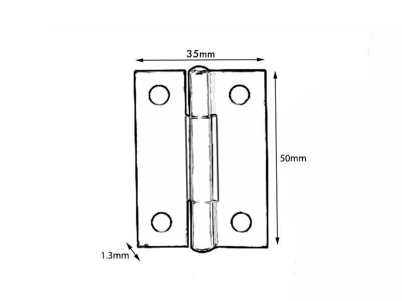 Butt Hinge - H50 x H35 x T1.3mm - 1838 Steel - Image 2