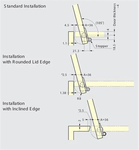 Sugatsune Mortise Torque Hinge 105 Deg 6-8NM Black - Image 4