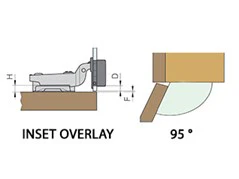 Tutti Inset Self Close Glass Door Hinge 95° (Silver Cap Cover) - Image 3
