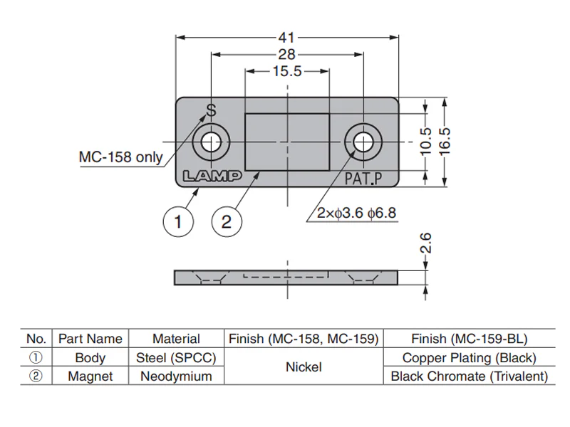 Ultra Thin Steel Magnetic Catch - Retaining Force 1.5kg - Image 2