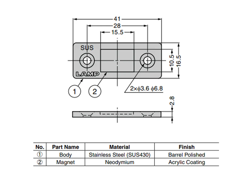 Ultra Thin Stainless Steel Magnetic Catch - Retaining Force 4kg - Image 2