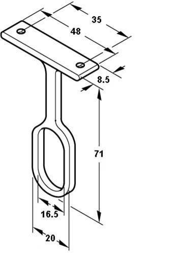 Suspended Wardrobe Rail End Support - Nickel Plated - Image 3