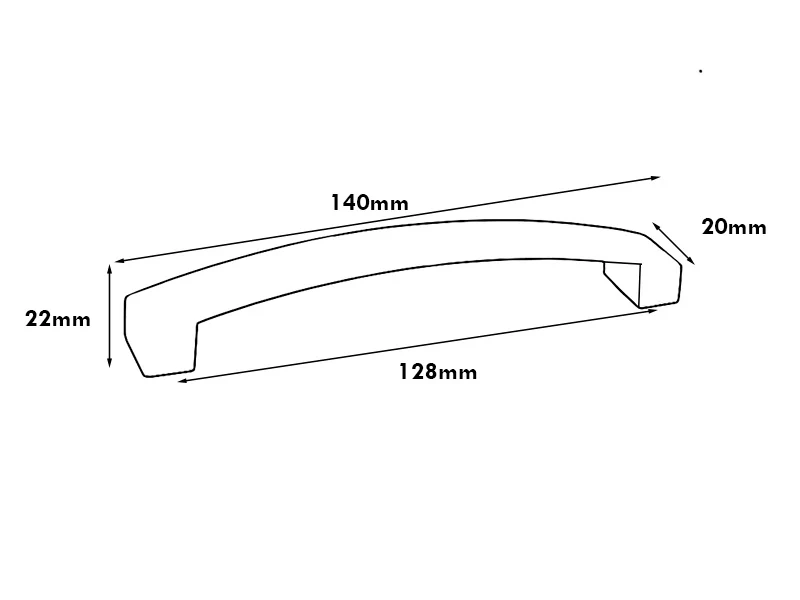 Pull Bow Handle Hole Centres 128mm Brushed Nickel - Image 2