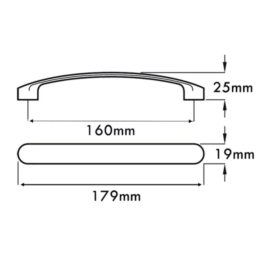 Pull Curved Handle Hole Centres 160mm - Chrome Plated - Image 2